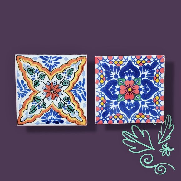 Made in Mexico Other - Set of 2 Mexican Tile Coaster with Cork Bottom NEW